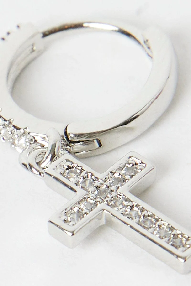Silver Cross Earrings