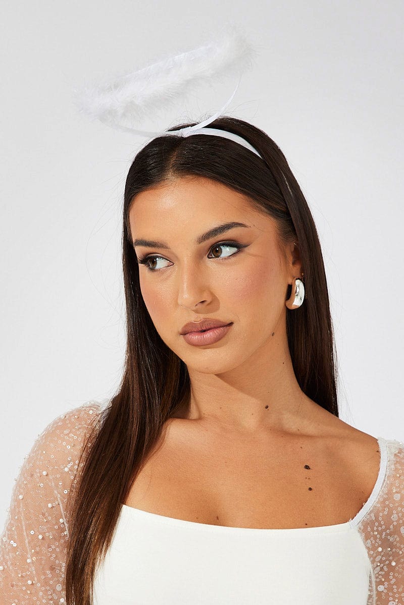 White Halloween Angel Hair Hoop