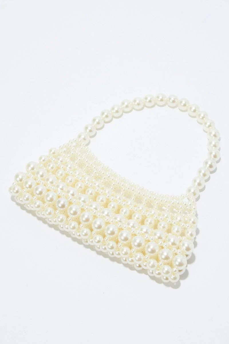 White Faux Pearl Bag