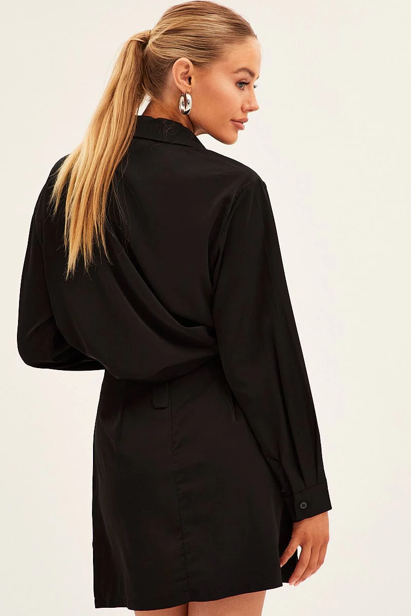 Black Mini Skirt Satin