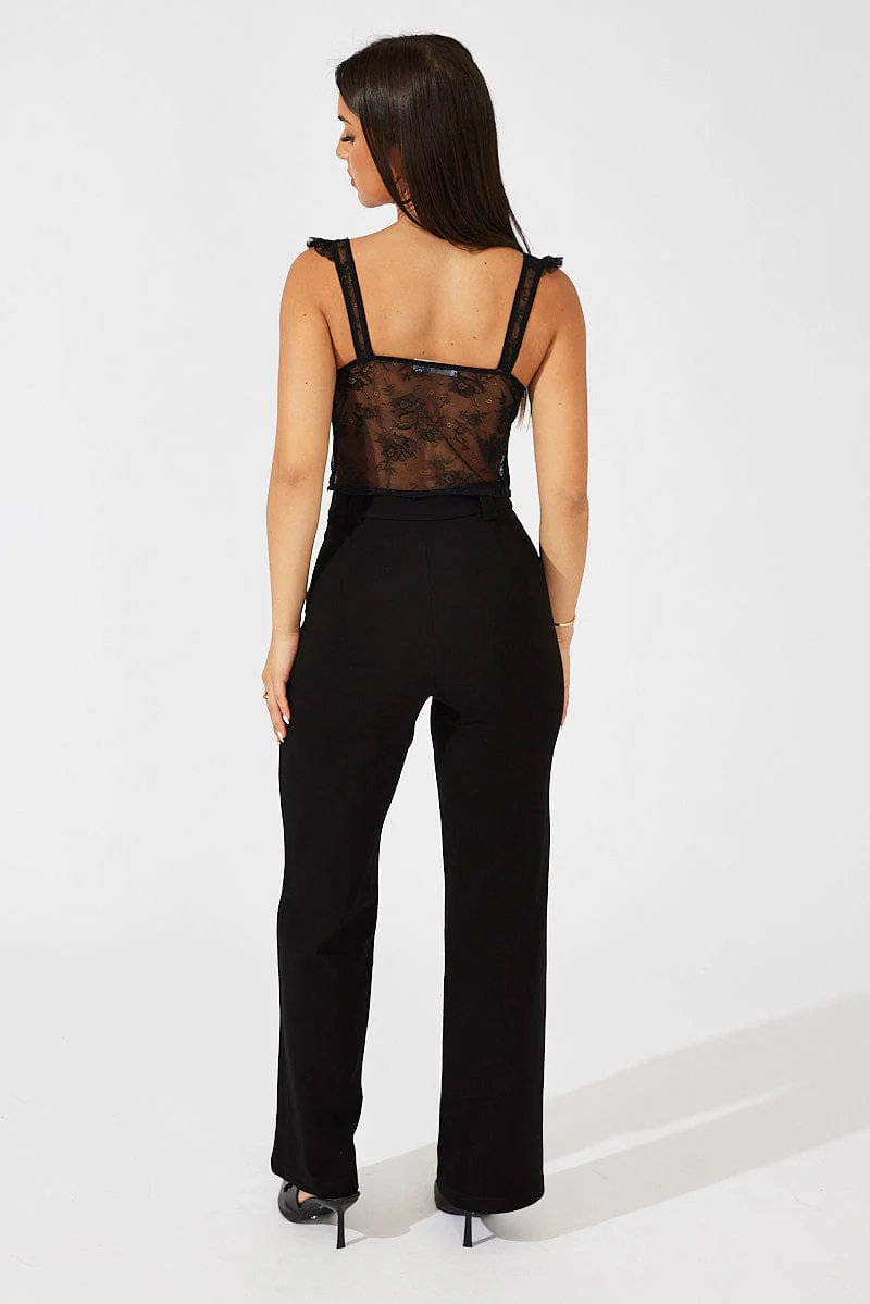 Black Slim Pants High Rise Workwear