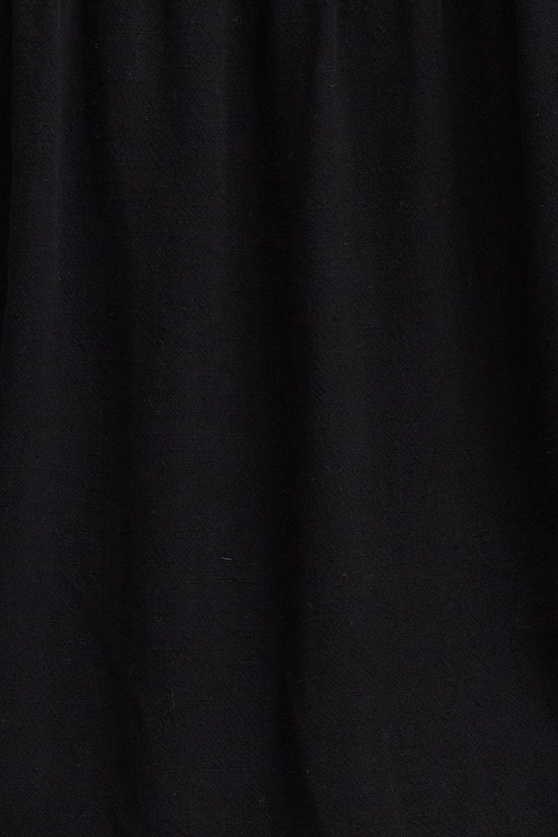 Black Frill Top Short Sleeve V-Neck