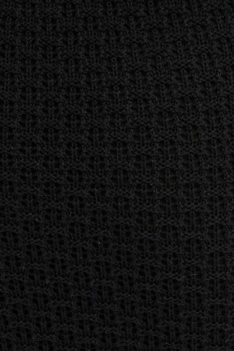 Black Knit Skirt Midi Crochet