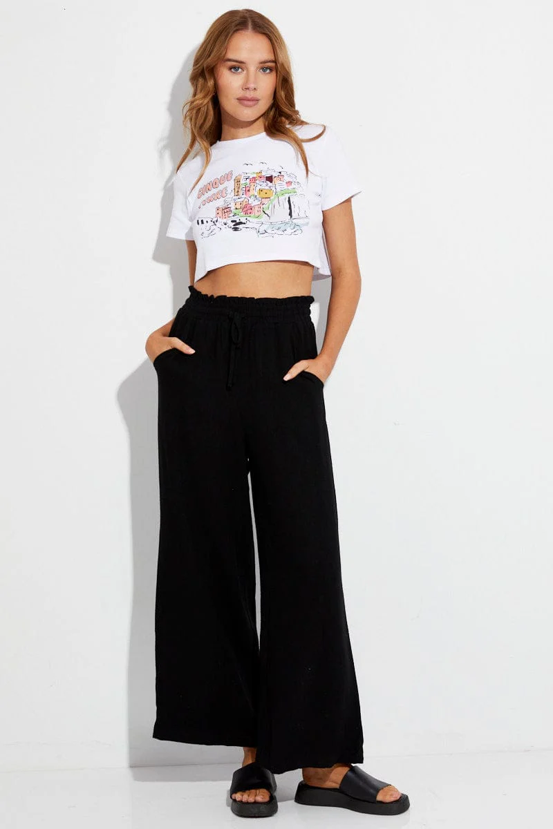 White Graphic Tee Italy Vacation Crop T-Shirt