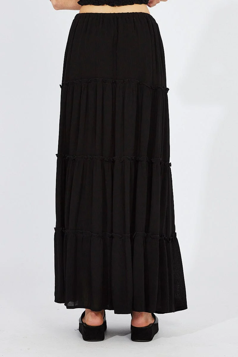 Black Maxi Skirt Tiered