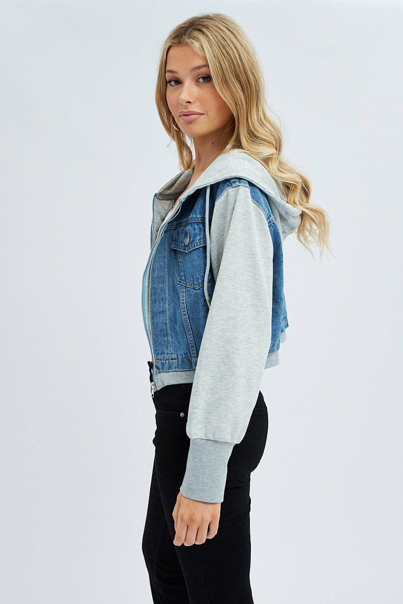 Blue Jacket Long Sleeve Hooded