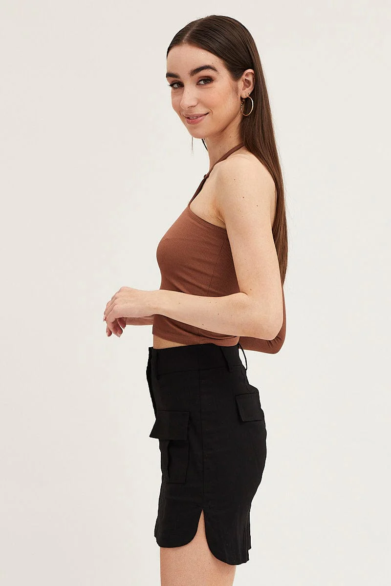 Black Mini Skirt High Rise Utility