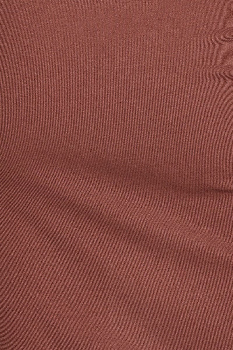 Brown Bodycon Dress Sleeveless Square Neck