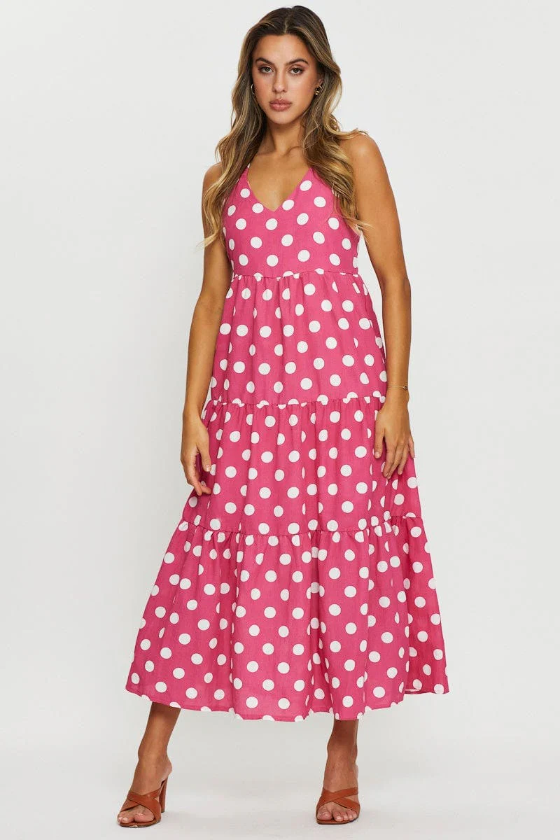 Polka Dot Maxi Dress Sleeveless