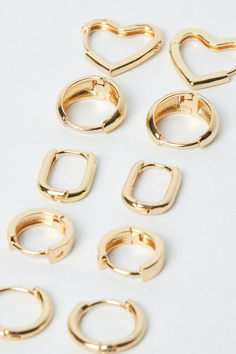 Gold 5 Pack Hoop Earrings
