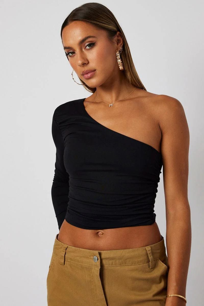 Black Supersoft Top One Shoulder