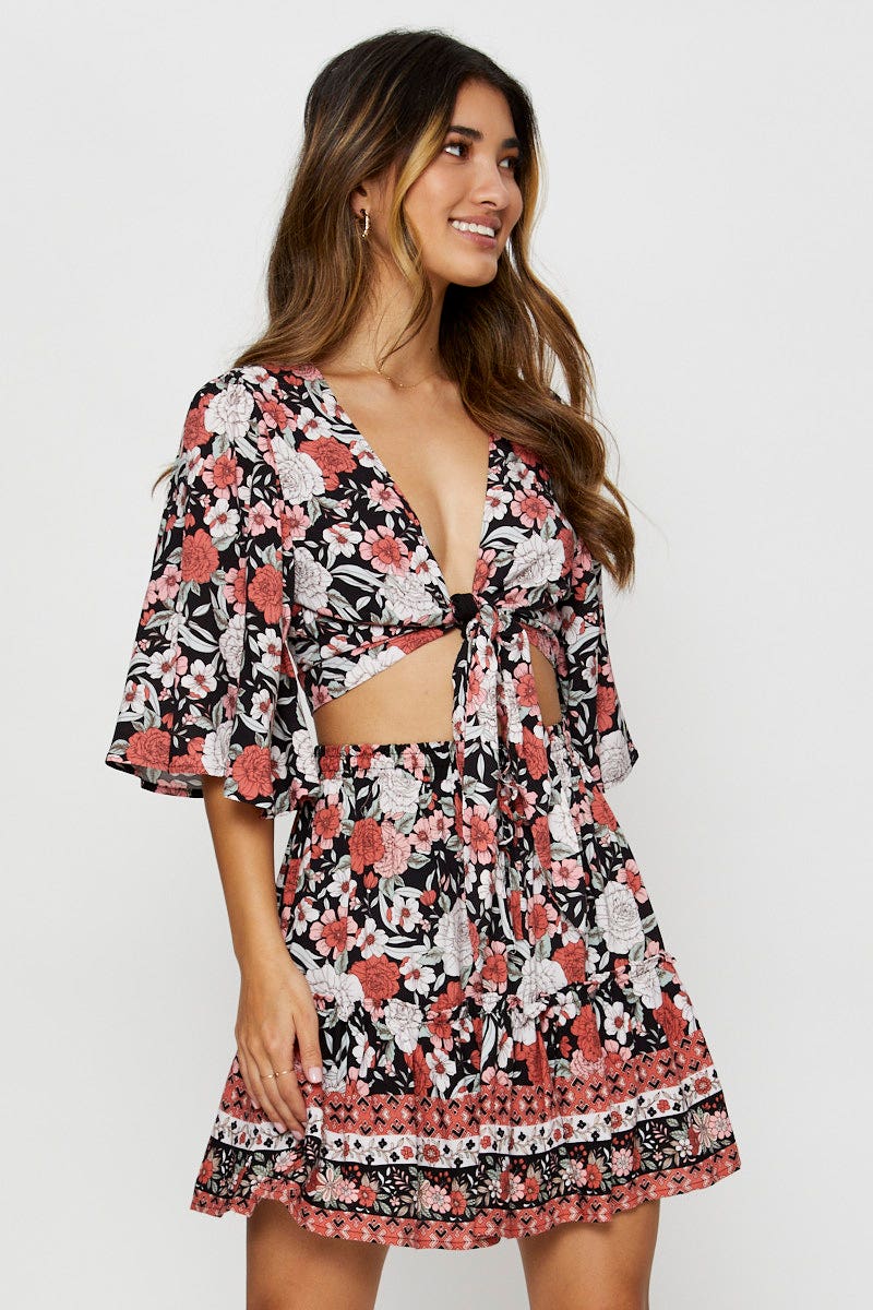 Print Crop Bolero Short Sleeve