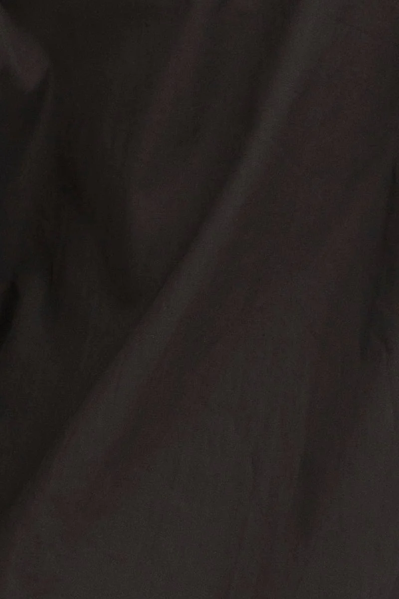 Black Relaxed Fit Shirt Short Sleeve Collared Longline