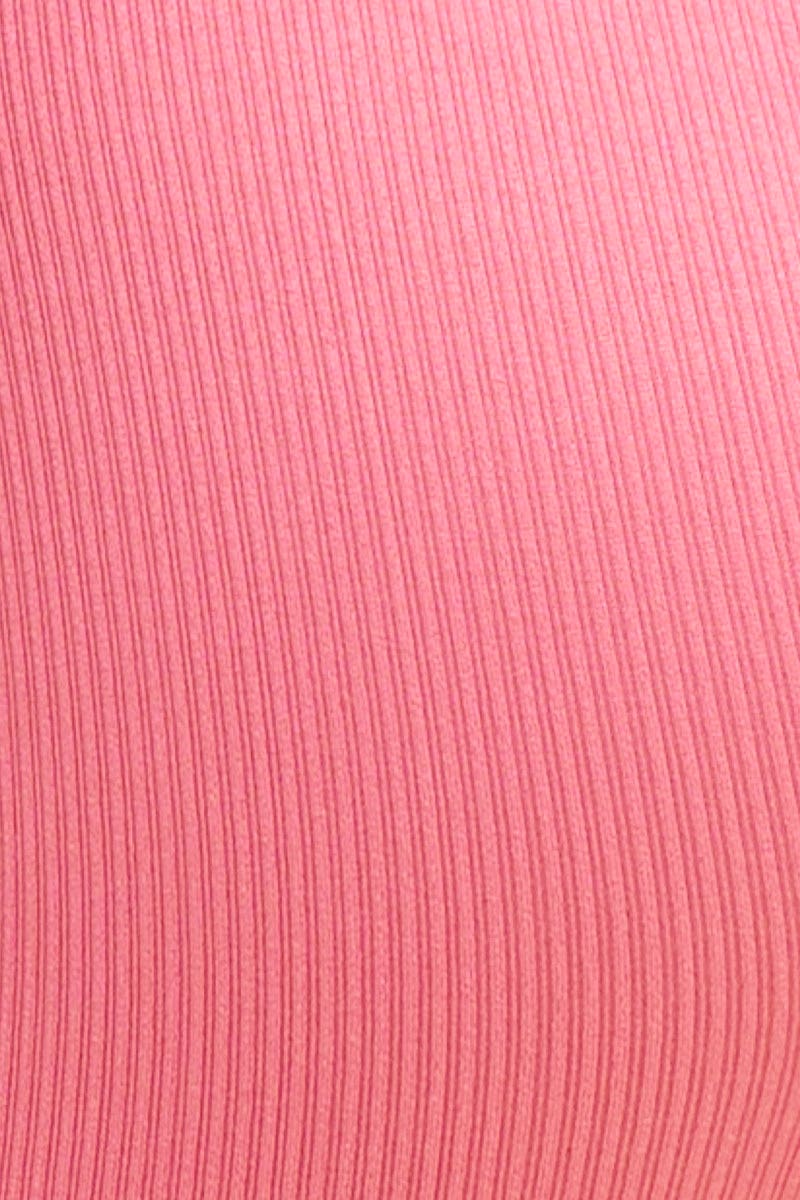 Pink Nico Seamless Rib Straight Neck Crop Top
