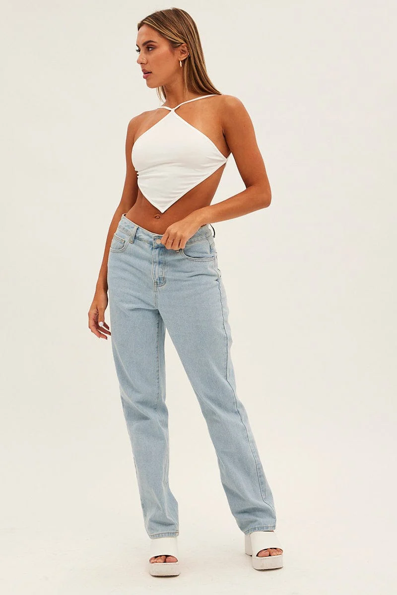 White Scarf Top Backless