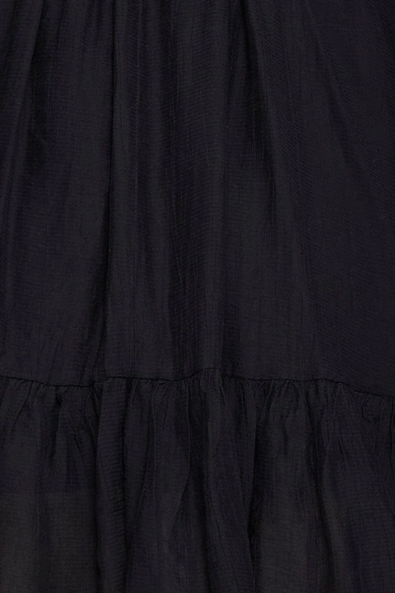 Black Mini Dress Long Sleeve Square Neck