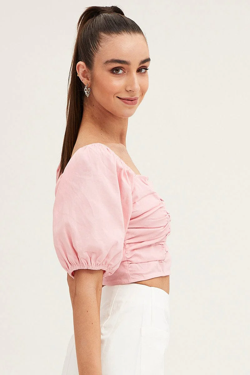 Pink Crop Top Short Sleeve