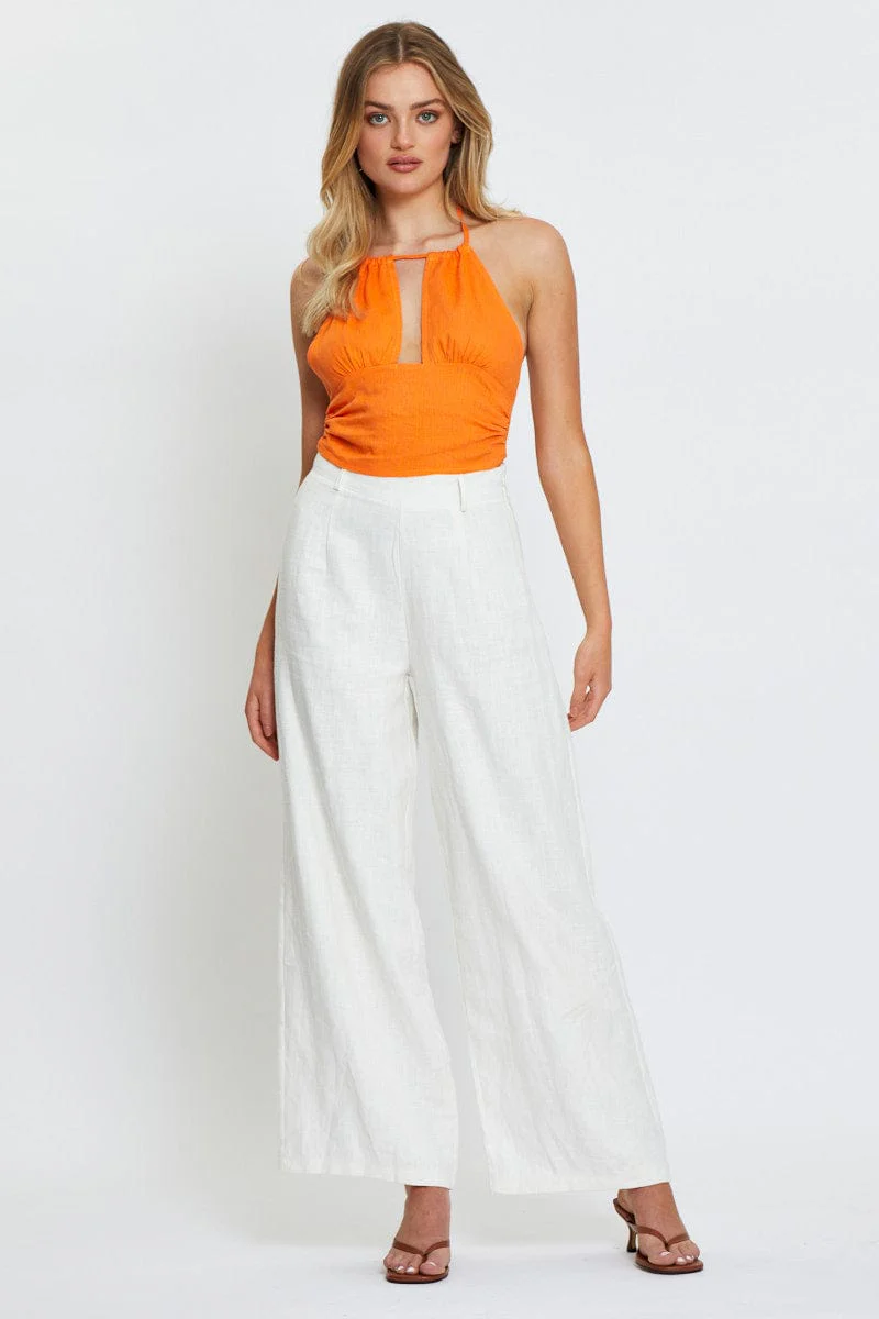 Orange Crop Top Halter Tie Up
