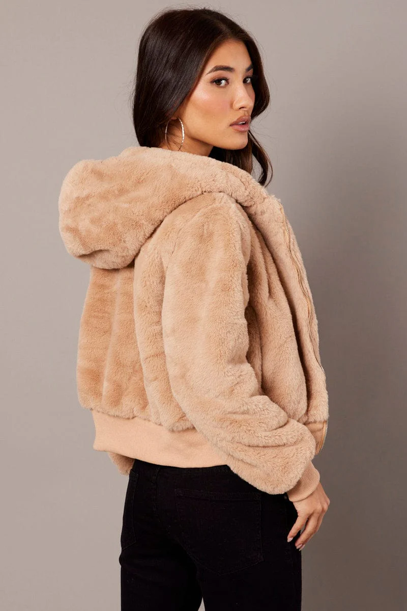 Camel Soft Jacket Long Sleeves Hoodie