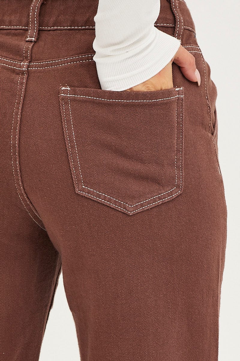 Brown Carpenter Denim Jeans High Rise
