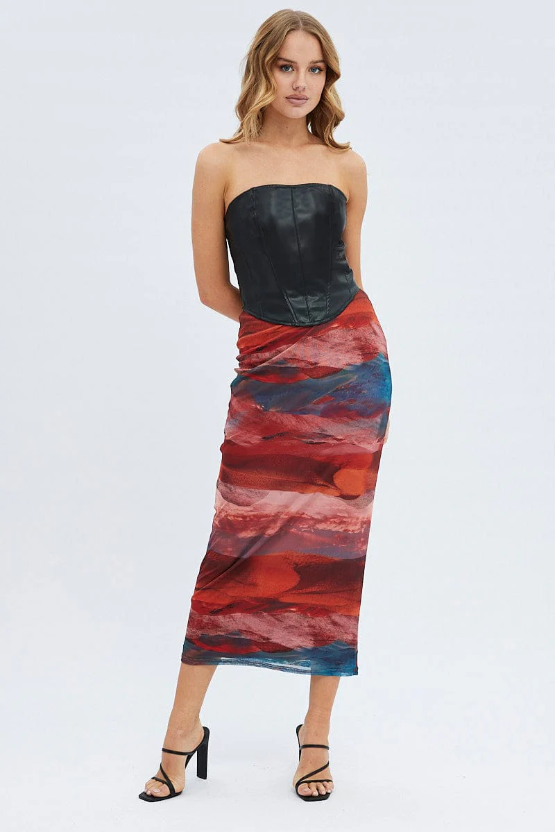 Black Corset Sleeveless Strapless Longline Faux Leather