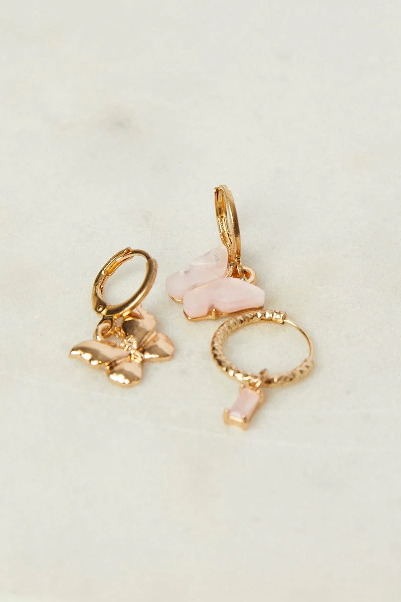 Metallic 3 Pack Butterfly Earrings