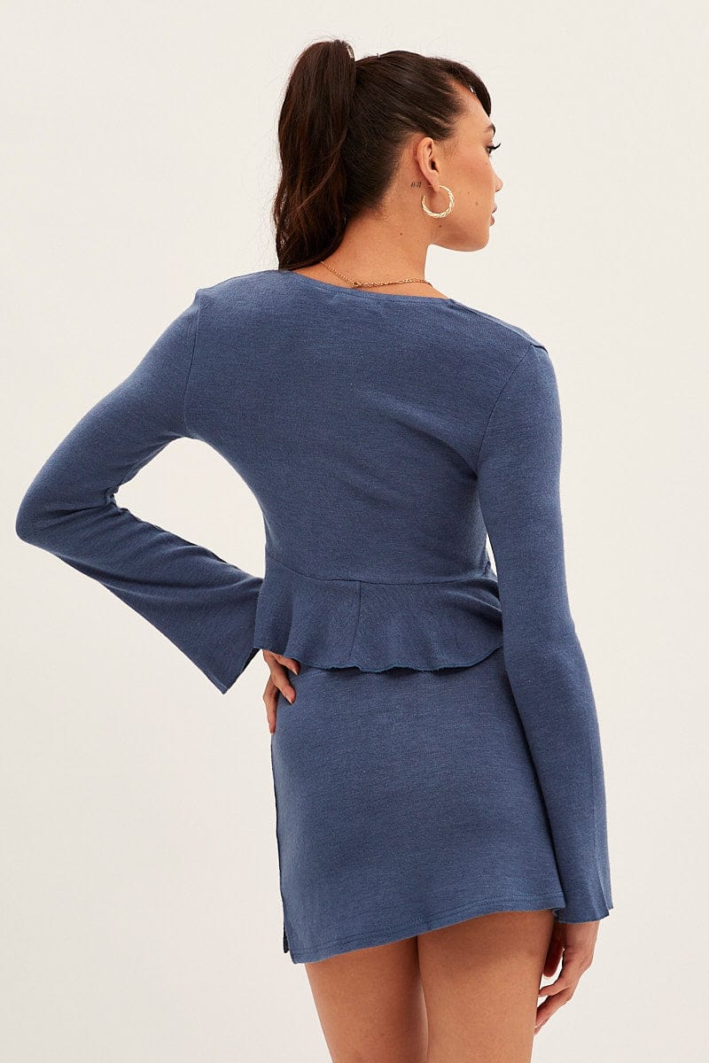 Blue Mini Skirt Low Rise