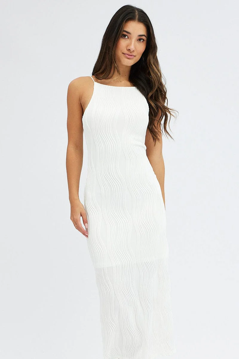 White Maxi Dress Sleeveless Bodycon