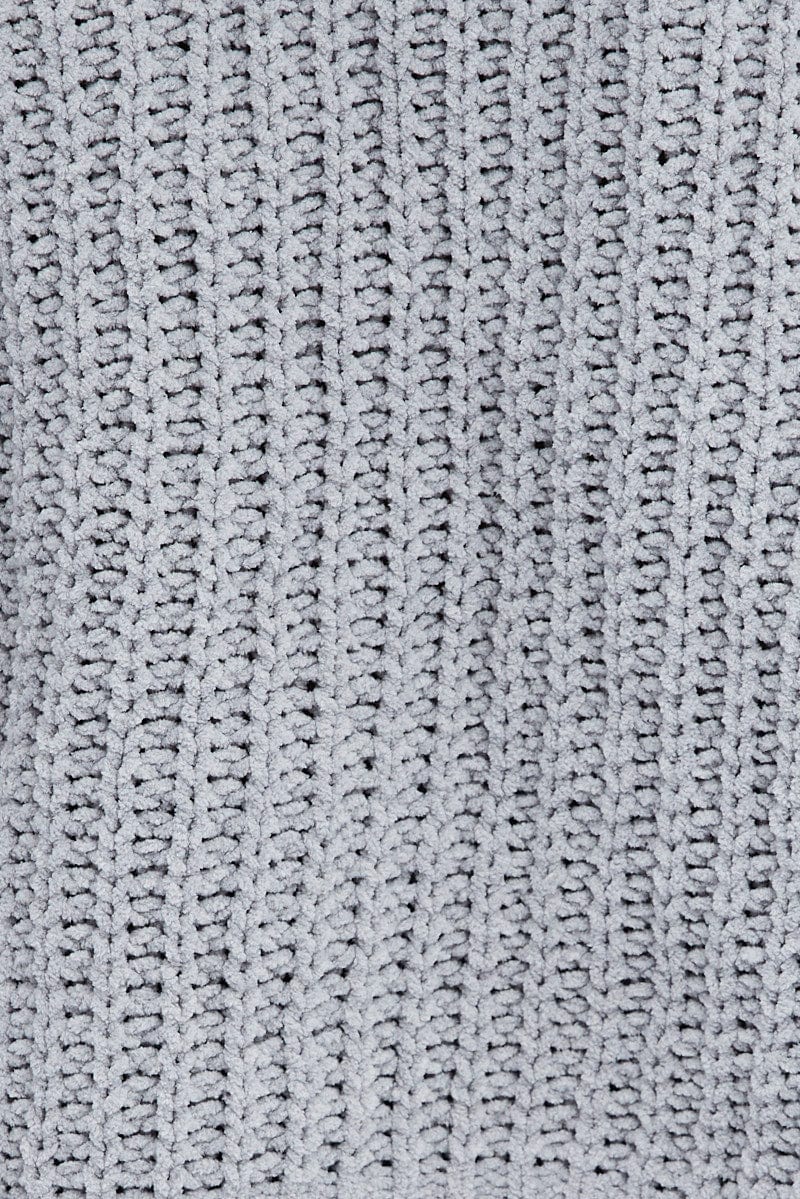 Grey Knit Top Long Sleeve Hoodie