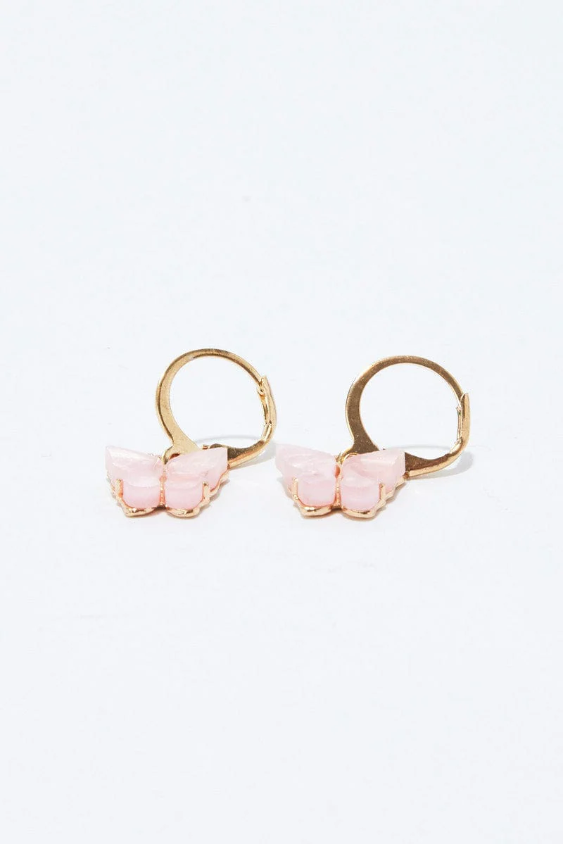 Pink Butterfly Earrings