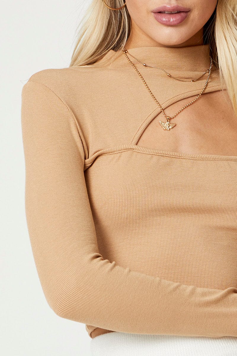 Brown Cut Out Top