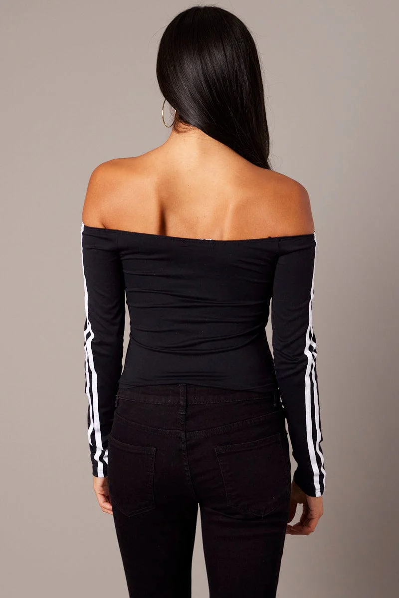 Black Off Shoulder Top Long Sleeve Supersoft