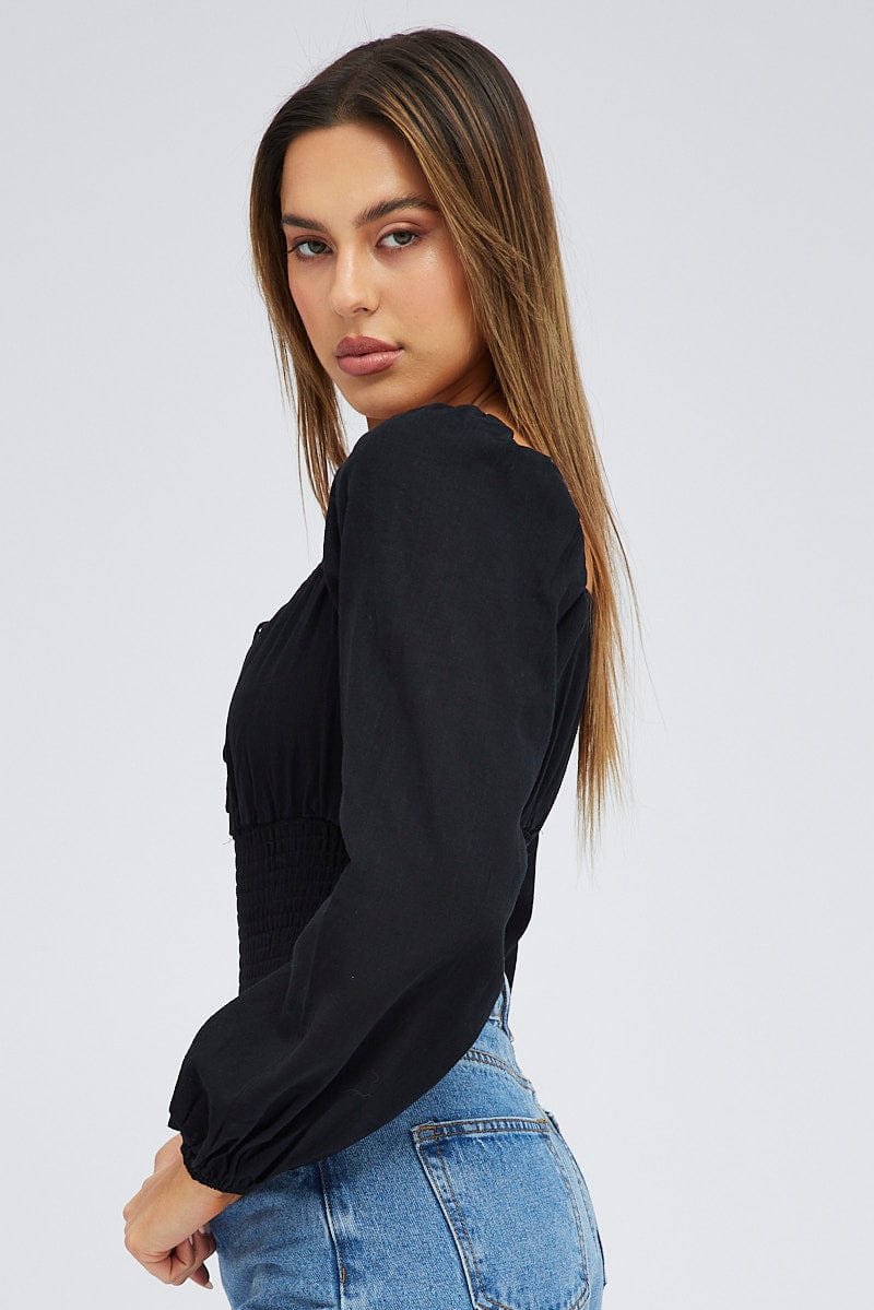 Black Bodysuit Short Sleeve Sweetheart Neck