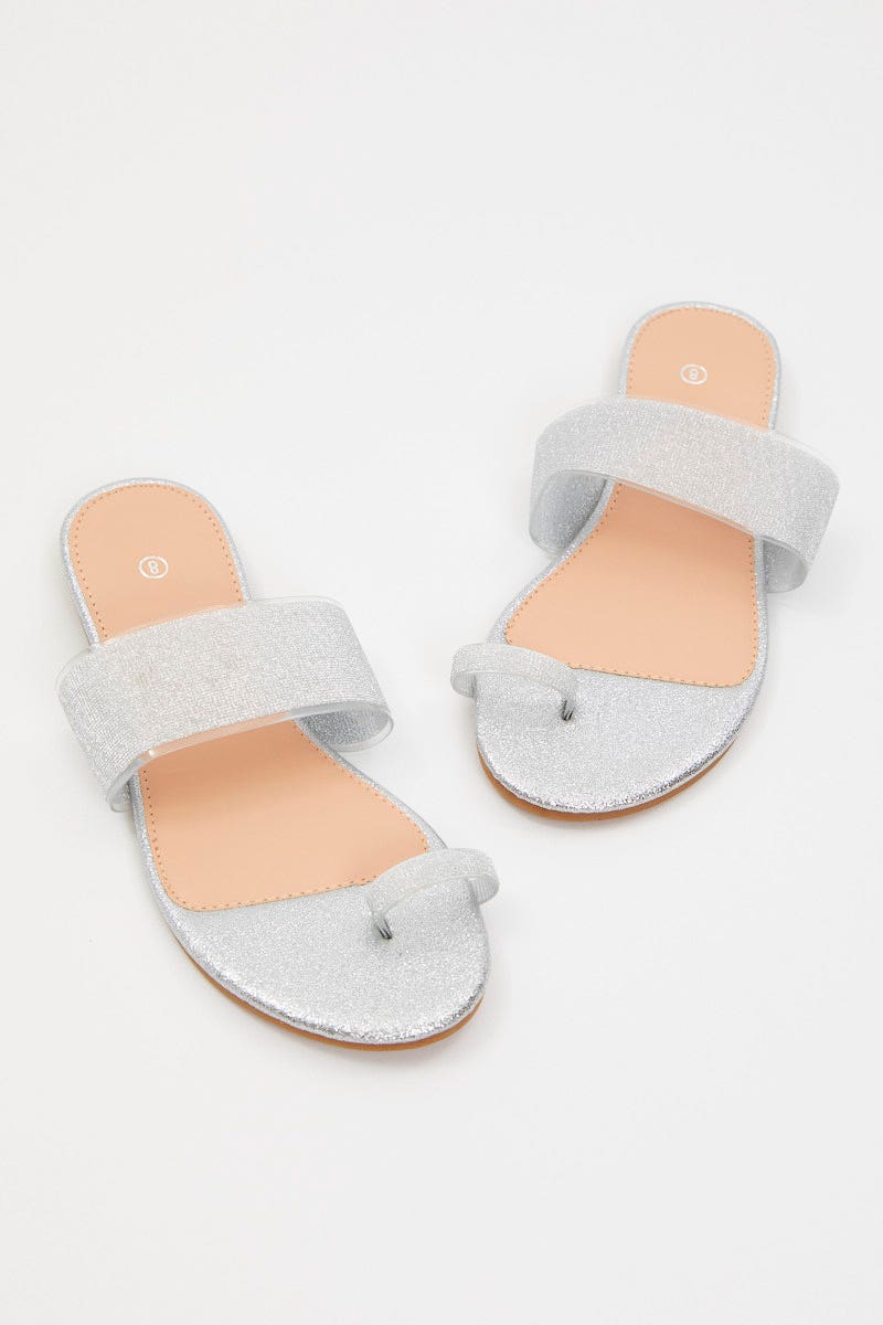 Silver Silver Flat Slides