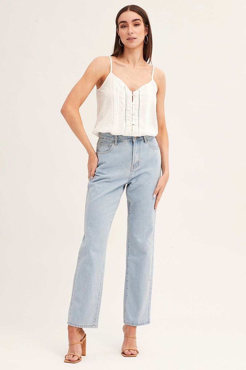 White Lace Cami Button Front