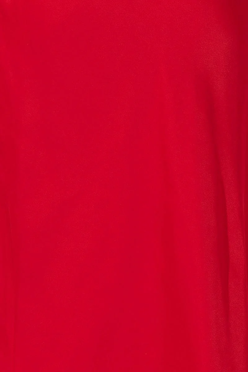 Red Maxi Dress Cowl Neck Satin