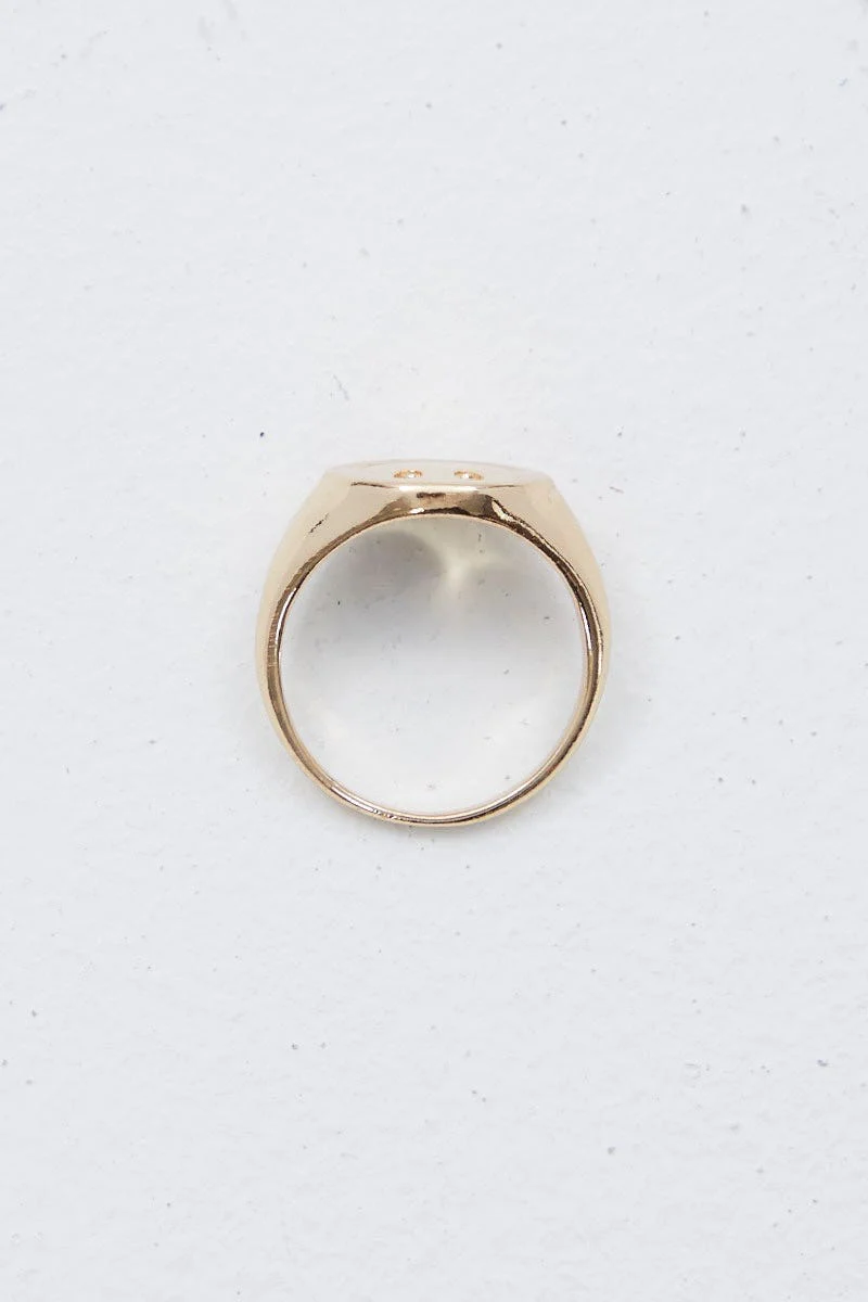 Gold Smily Face Chunky Ring