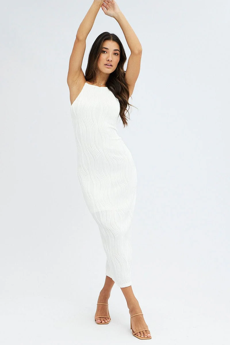 White Maxi Dress Sleeveless Bodycon