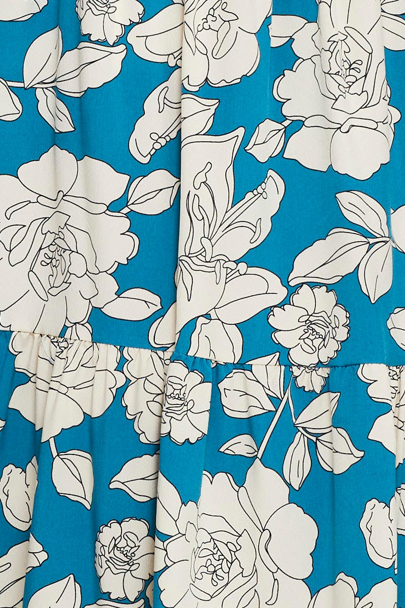 Print A Line Dress Midi