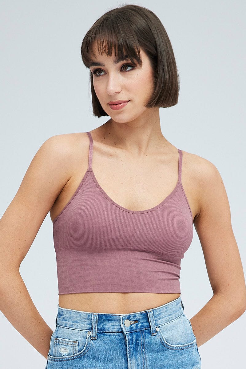 Purple Crop Singlet Top Seamless