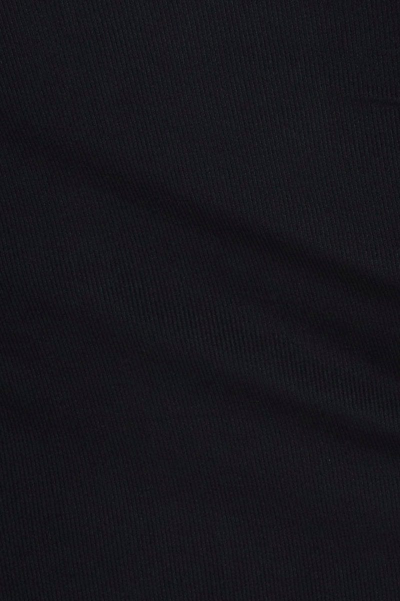 Black Midi Skirt Rig Detailed Ribbed Jersey