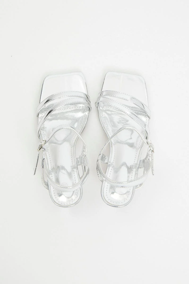 Silver Strappy Silver Heels