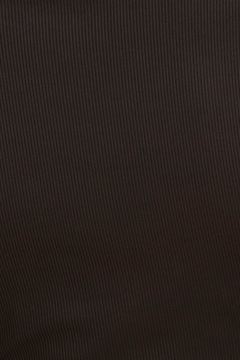 Black Crop Top Scoop Neck Long Sleeve Rib