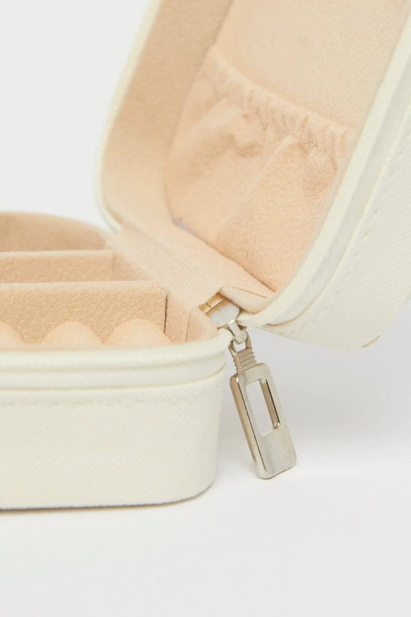 White Portable Jewellery Storage Box