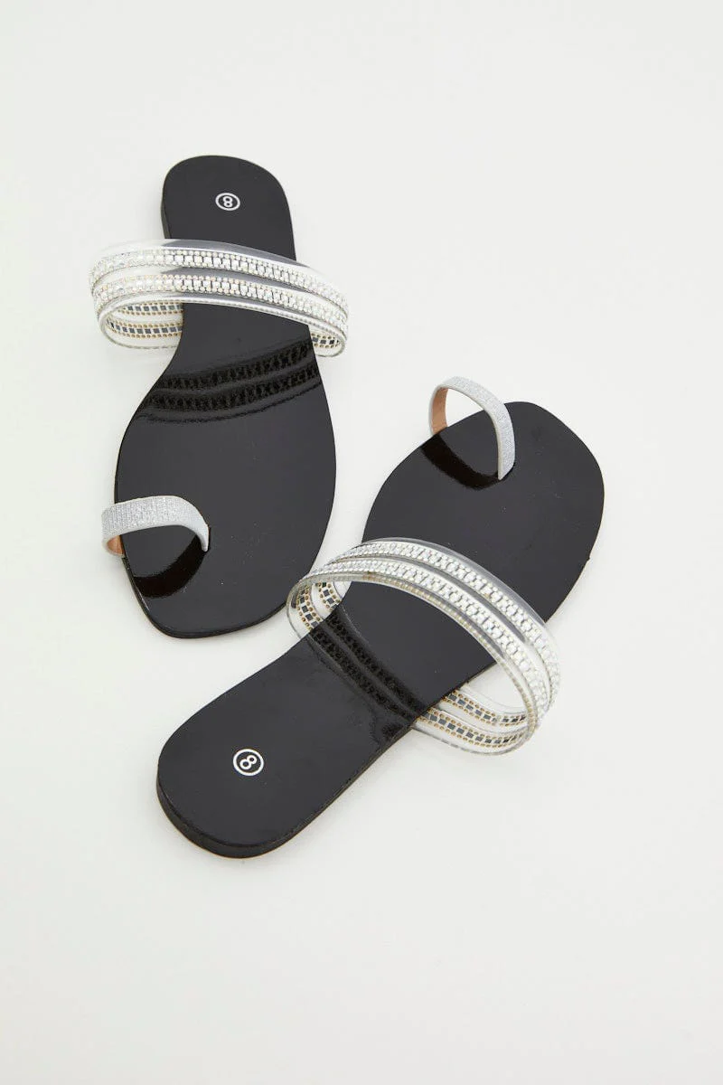 Silver Silver Flat Slides