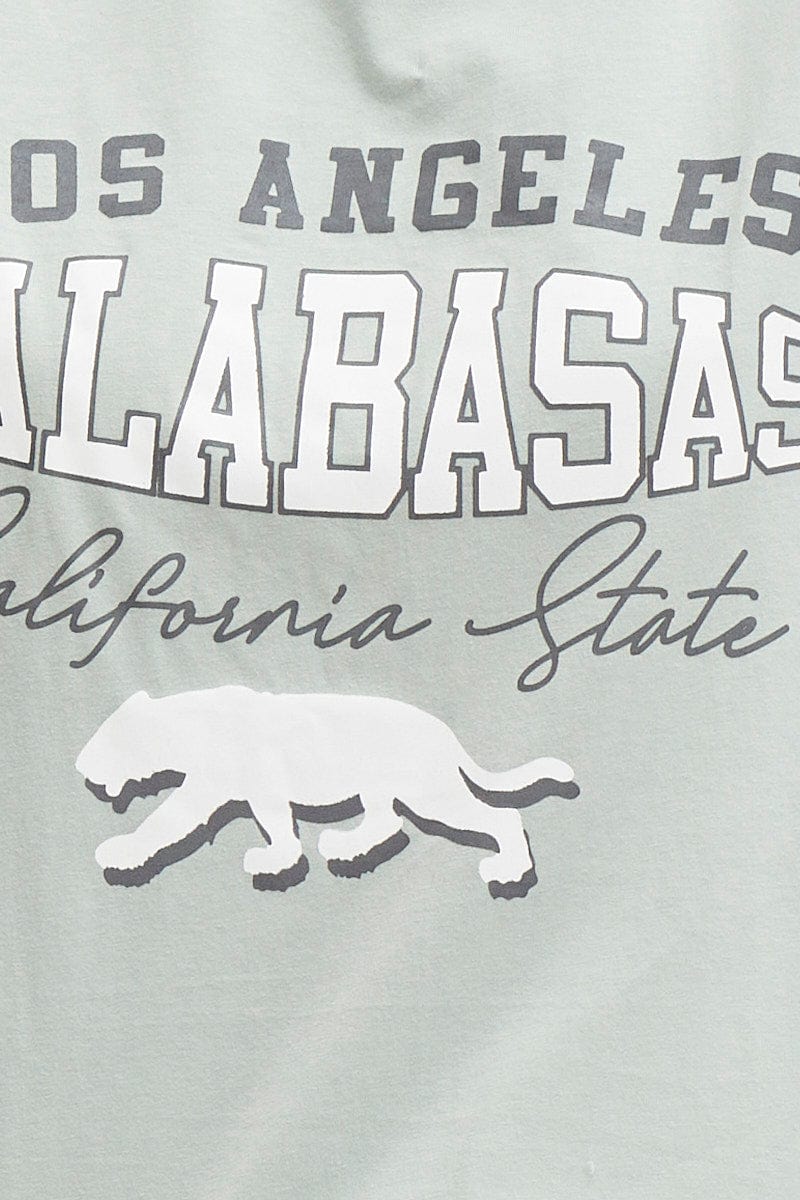 Green Graphic T Shirt Short Sleeve