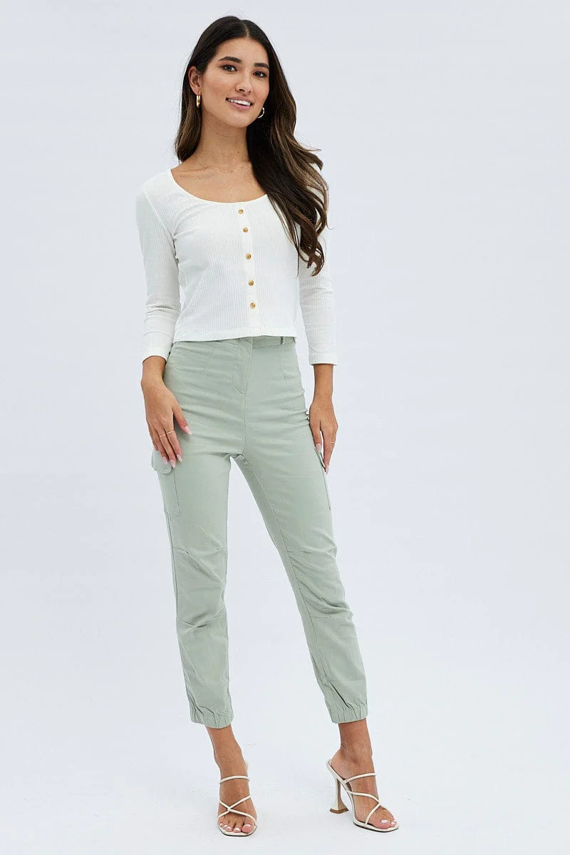 Khaki Black Out Pocket Cargo Pants