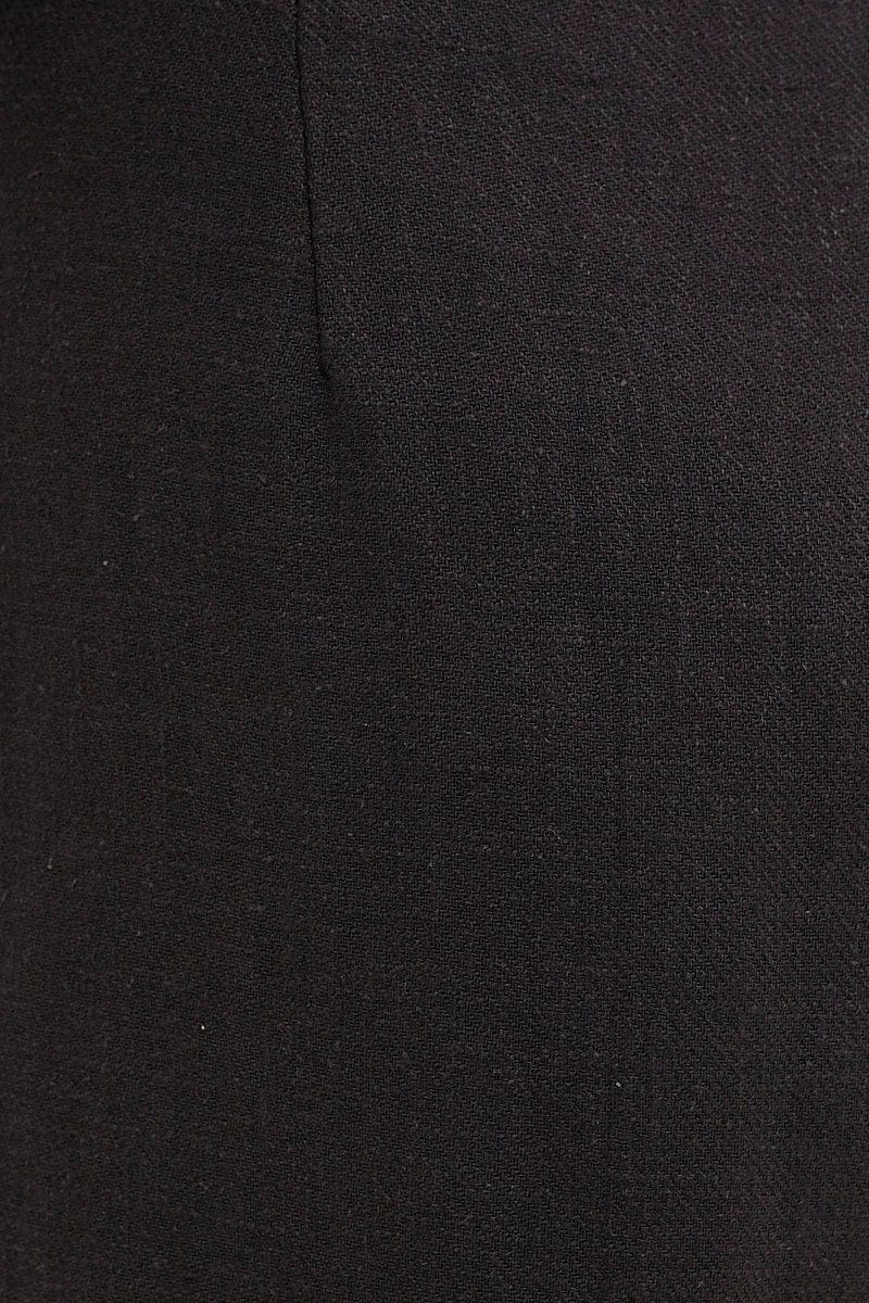 Black Pants High Rise Wide Leg Linen Blend