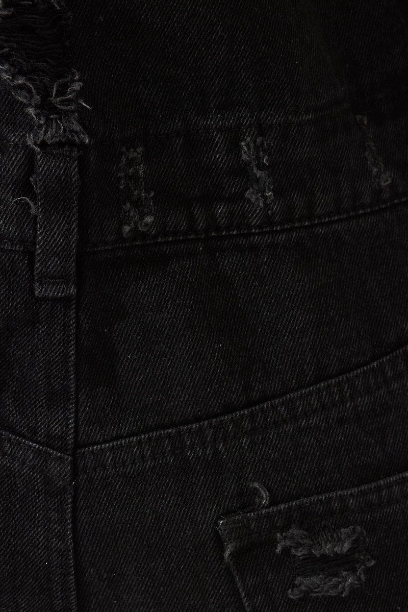 Black Short Overalls Ripped