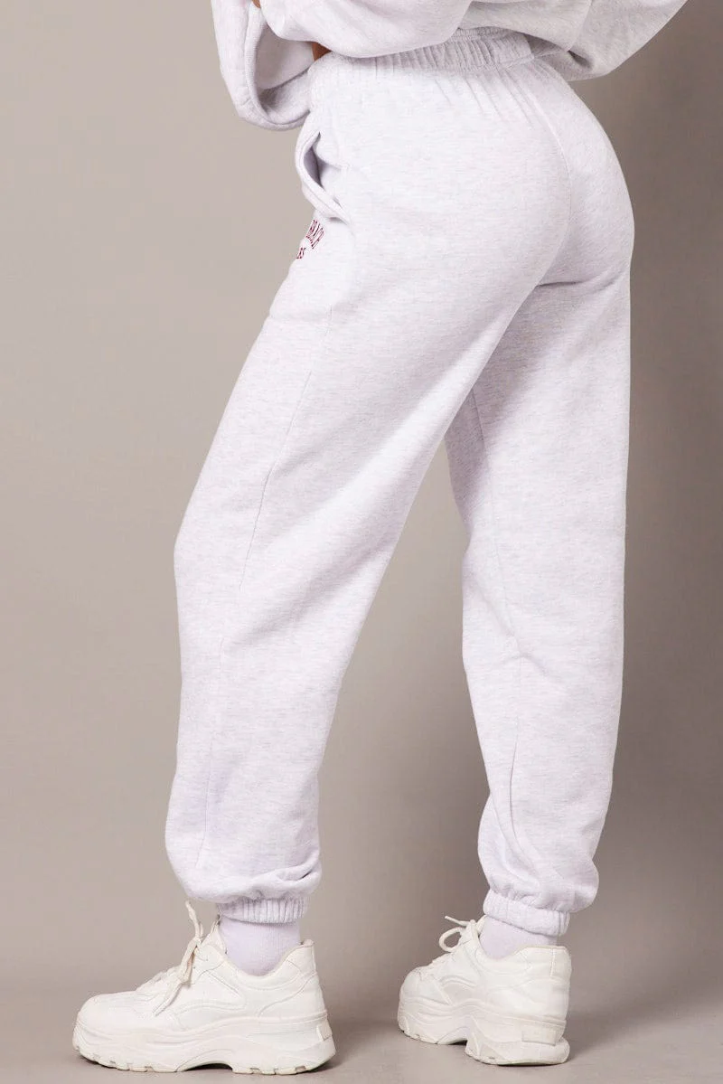 Grey Track Pants High Rise